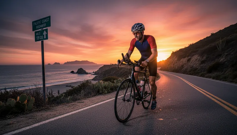 Illustration of ironman: A long-distance triathlon race.