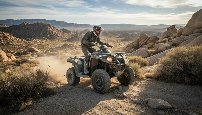 Illustration of atv: A small, motorized vehicle for off-road driving.