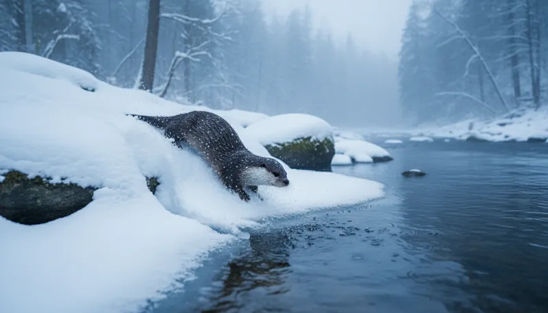 Illustration of otter: A playful aquatic mammal with webbed feet.