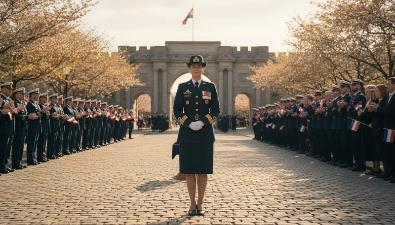 Illustration of honorably: In a manner showing respect or integrity.
