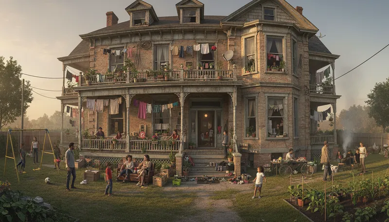 Illustration of habitation: A place where people live or reside.