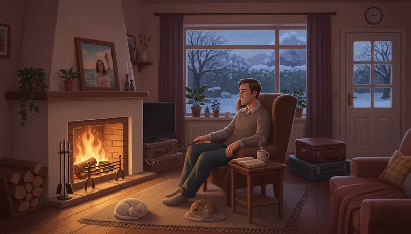 Illustration of keep the home fires burning: To maintain a household or home life.