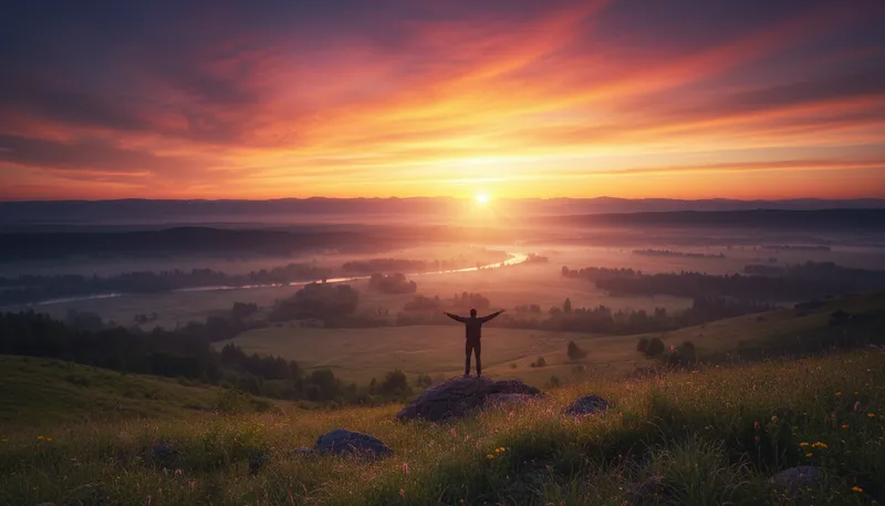 Illustration of sunrise: The time when the sun appears in the morning.