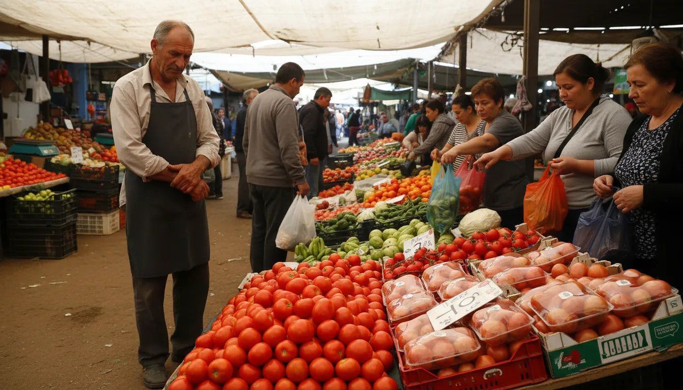 Illustration von spoil market: to ruin business or prices by supplying too much