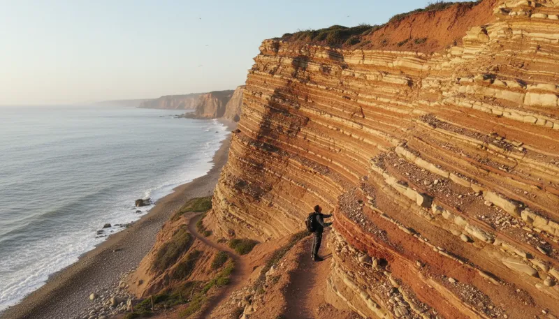 Illustration of sedimentary: Rock formed by layers of sediment.
