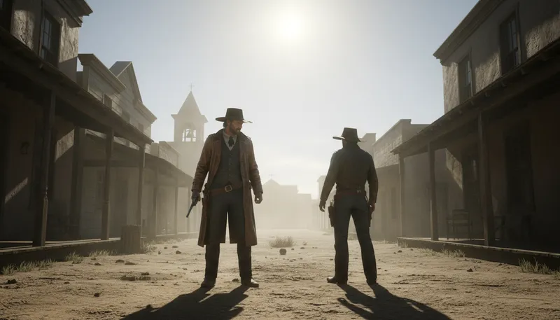 Illustration of gunslinger: A person skilled with guns, often in the West.