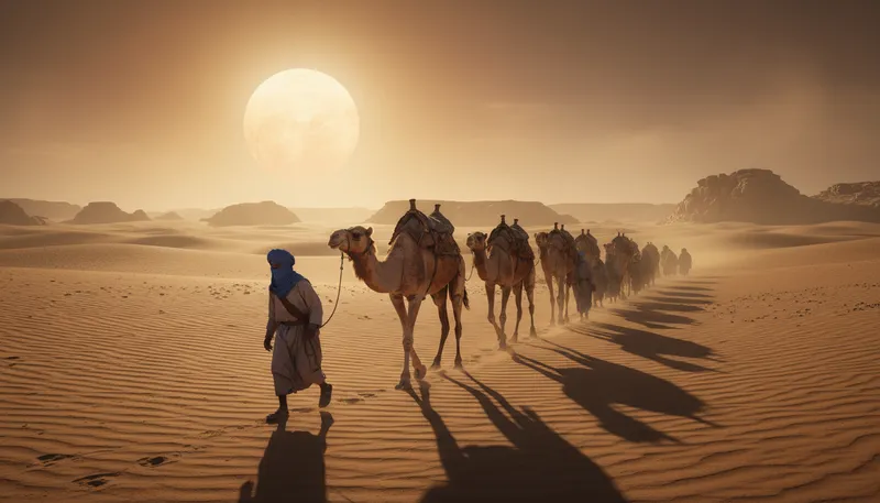 Illustration of saharan: Relating to the Sahara Desert region.
