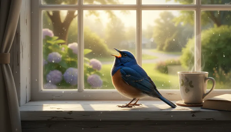 Illustration of songbird: A bird known for its melodious singing.