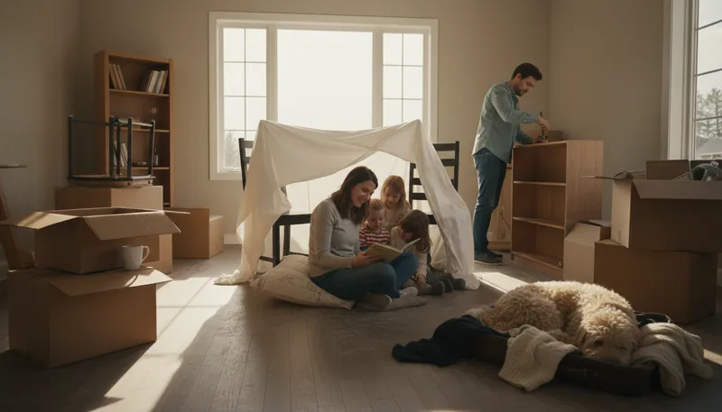 Illustration of settle in: to become comfortable in a new place
