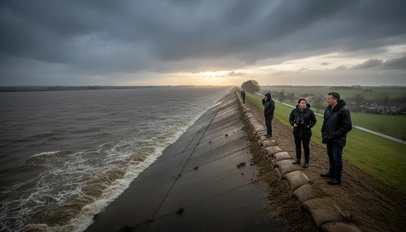 Illustration of dijk: A protective embankment against water.