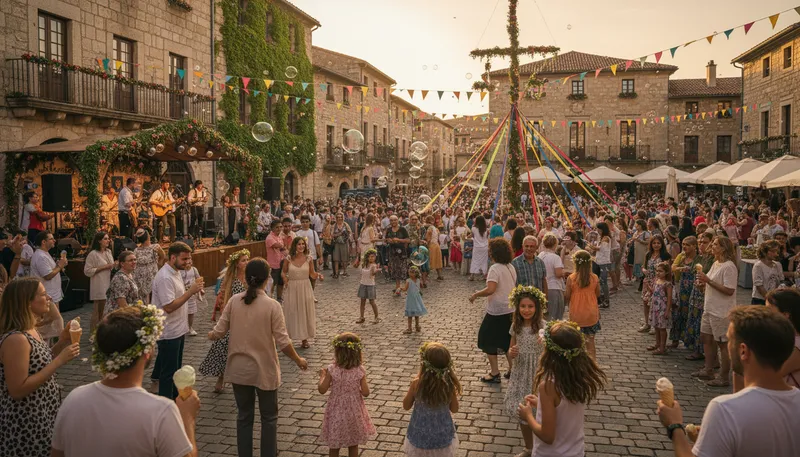 Illustration of midsummer: The middle of summer; often celebrated.