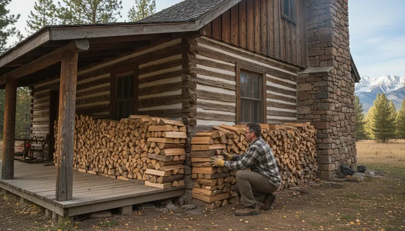 Illustration of firewood: Wood used for building a fire.