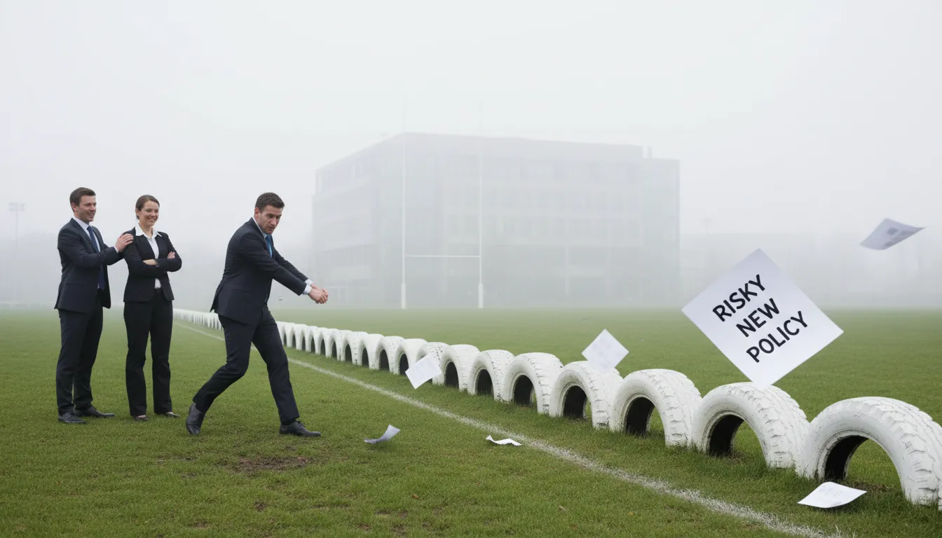 ภาพประกอบของ kick into touch: to reject or postpone dealing with an idea