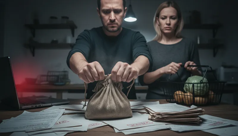 Illustration of tighten the purse strings: to spend less money or save