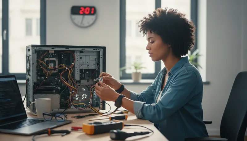 Illustration of technologist: A person skilled in technology and its applications.