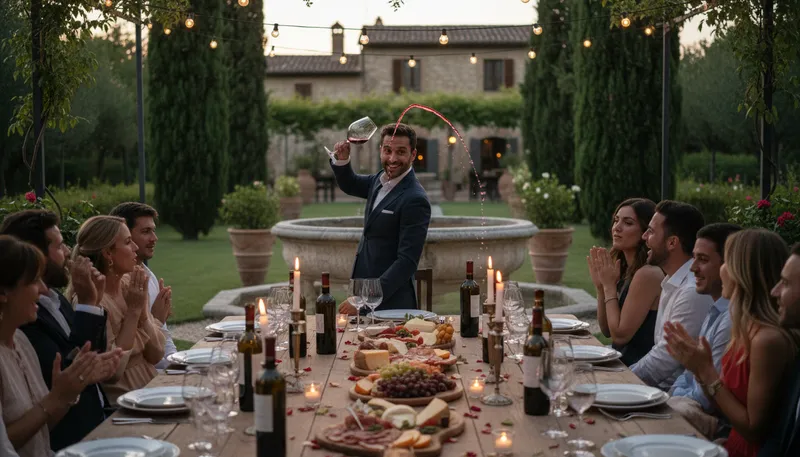 Illustration of wine tosser: a person who spills or wastes wine.