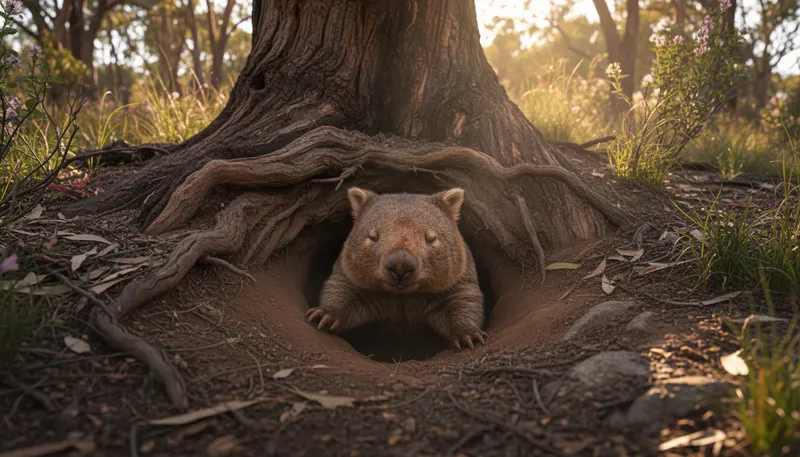 Illustration of wombat: A burrowing marsupial native to Australia.