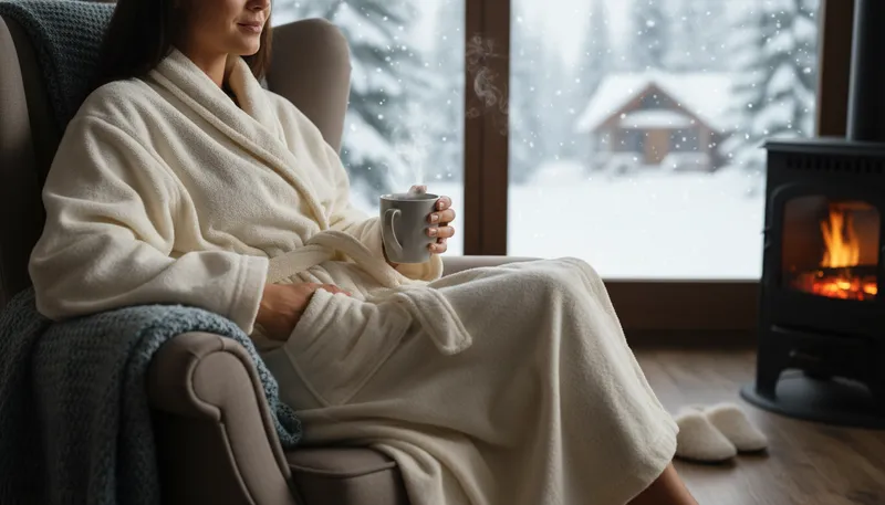 Illustration of robe: A long, loose garment worn for comfort.