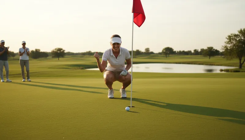 Illustration of putt: A gentle golf stroke on the green.