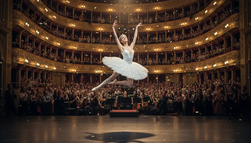 Illustration of prima: leading female dancer in a ballet company