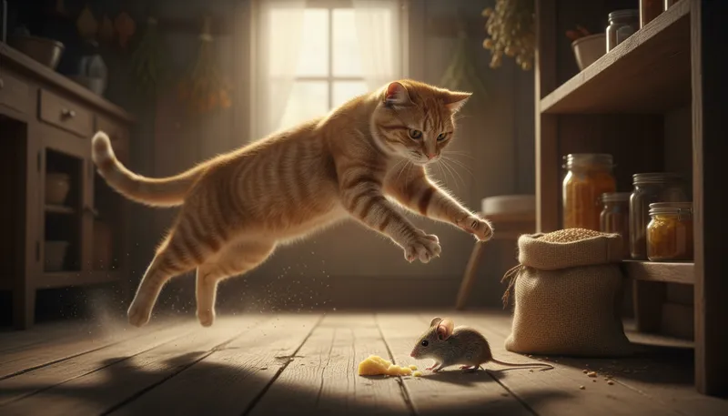 Illustration of pounce: To spring or leap suddenly to catch something.