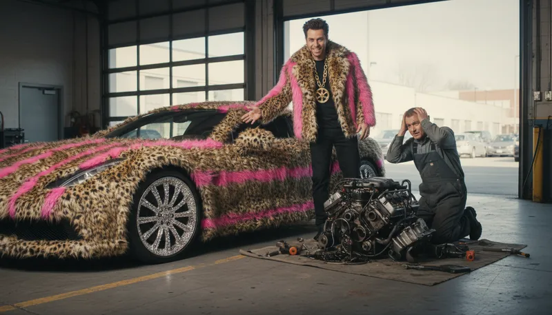 Illustration of all fur and no knickers: showy but lacking substance or value.