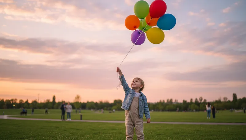 Illustration of ballon: A light, inflated object, often made of latex.