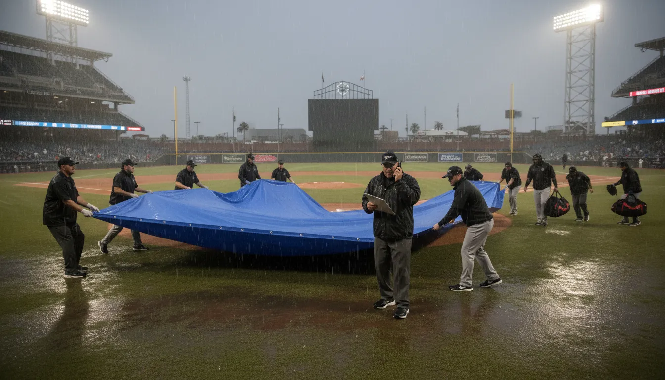 rain off 的插圖：Cancel an event due to rain.