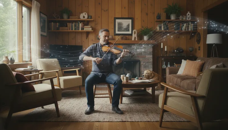 Illustration of fiddle: a stringed instrument played with a bow.