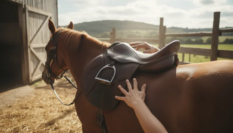 Illustration of saddle: a seat for riding a horse