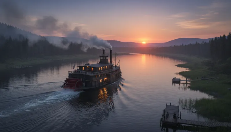 Illustration of steamship: A ship powered by steam engines.