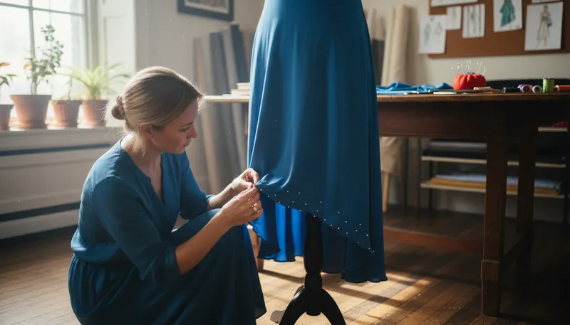 Illustration of hem: The edge of a piece of fabric that is sewn.
