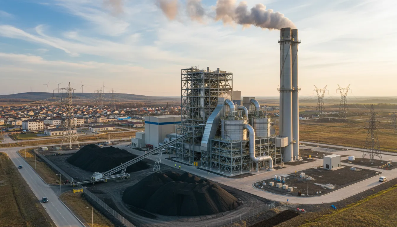 Illustrazione di CFB: A type of coal-fired power station.