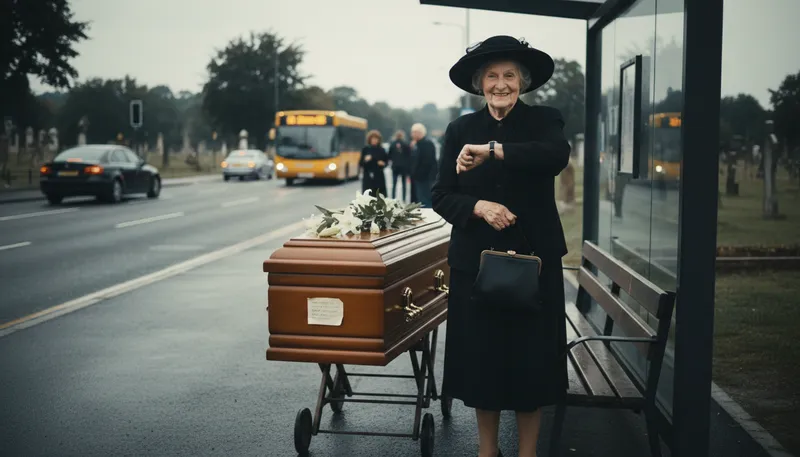 Illustration of you'll be late for your own funeral: You are always late to everything.