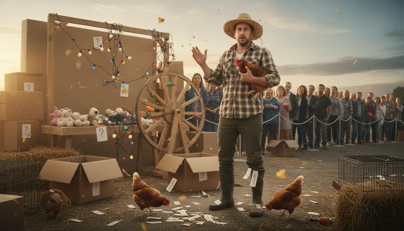 Illustration of couldn't organise a chook raffle: Unable to manage simple tasks.