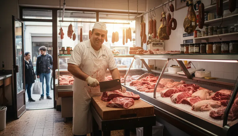Illustration of butcher: to kill animals for food