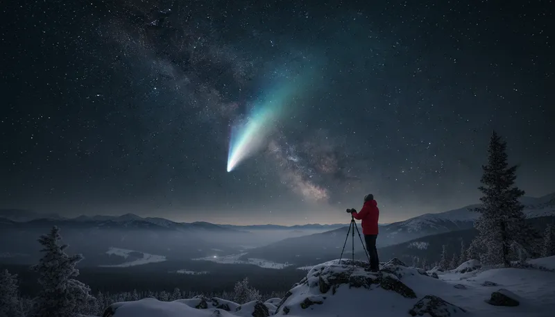 Illustration of comet: A celestial object with a tail of gas.