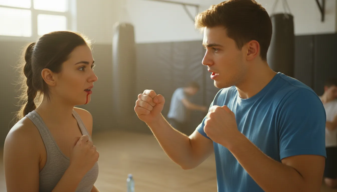 ภาพประกอบของ give someone a bloody nose: To make someone's nose bleed by hitting them.