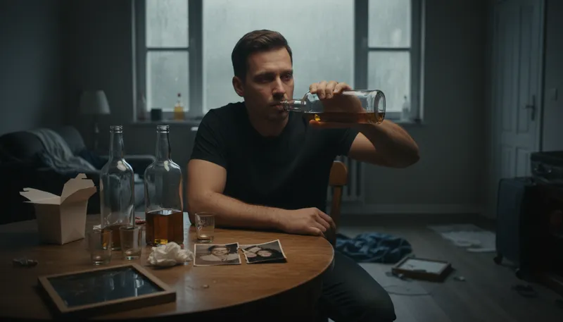 Illustration of hit the bottle: Begin drinking alcohol excessively.
