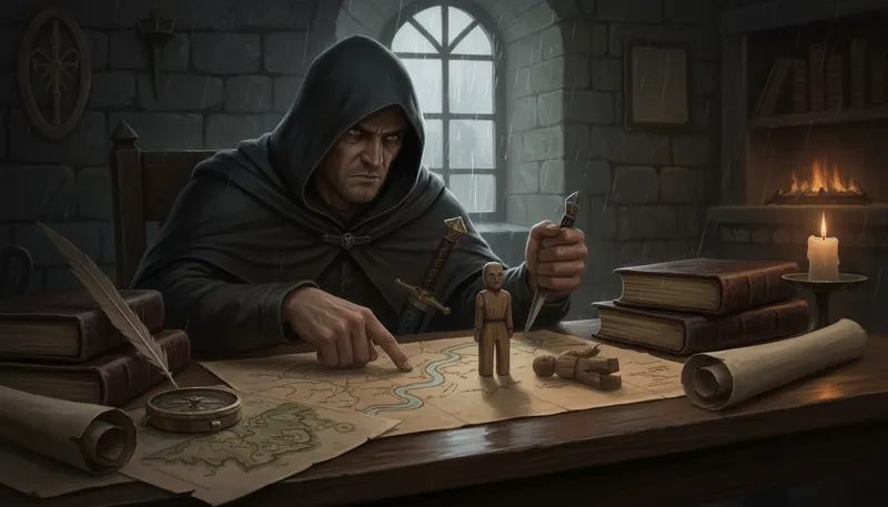 Illustration of vengeful: Seeking revenge; full of vengeance.