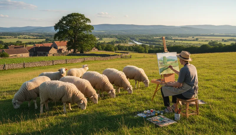 Illustration of pastoral: related to rural or countryside life.