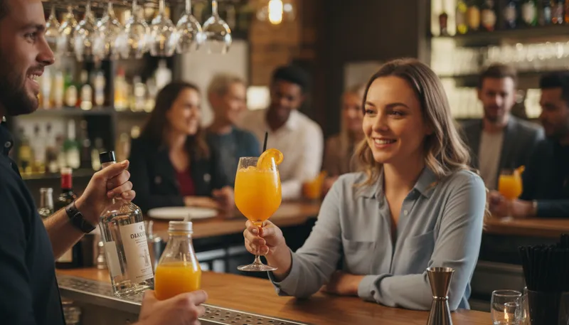 Illustration of screwdriver: a cocktail of vodka and orange juice