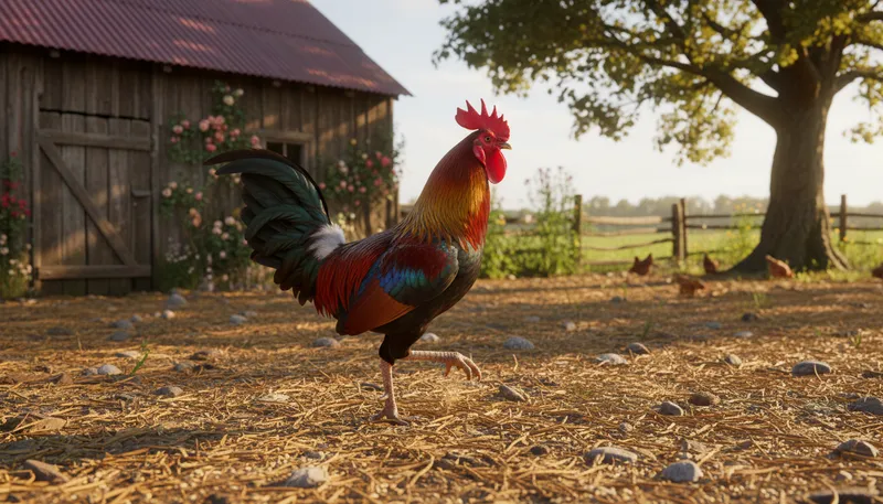 Illustration of gamecock: A rooster bred for fighting.