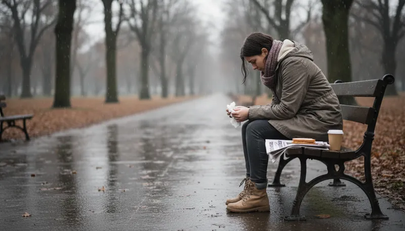 Illustration of down in the dumps: feeling sad or depressed