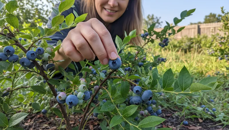 Illustration of blueberry: Small, round, blue-purple edible fruit.