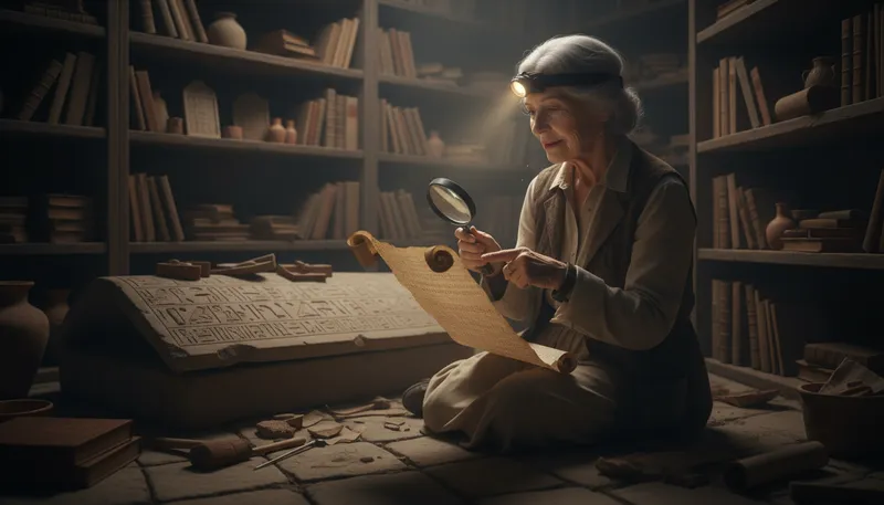 Illustration of historian: A person who studies and writes about history.