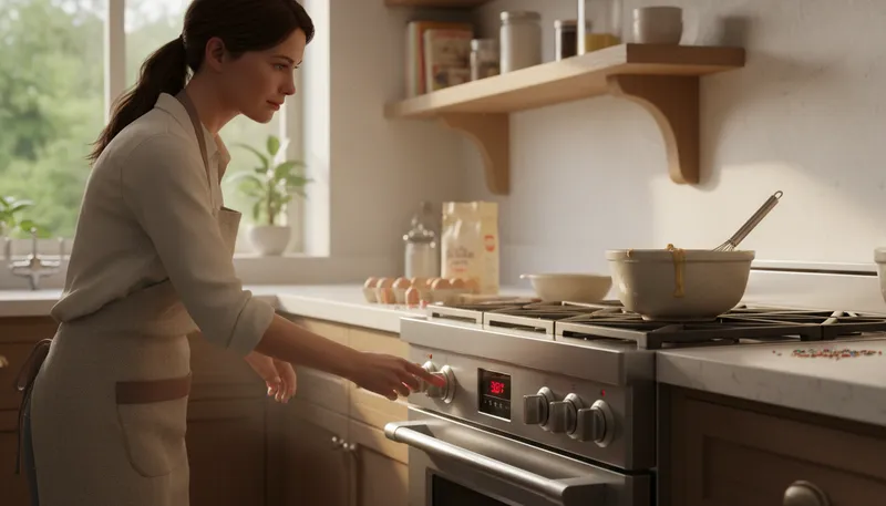 Illustration of preheat: To warm an oven before cooking.