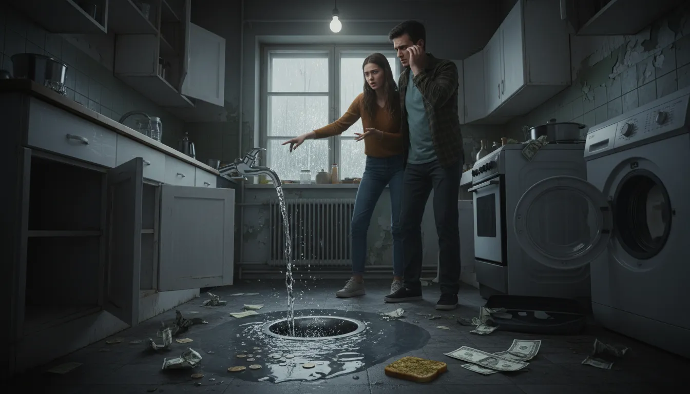 pour down the drain 的插图：to waste something by discarding it.