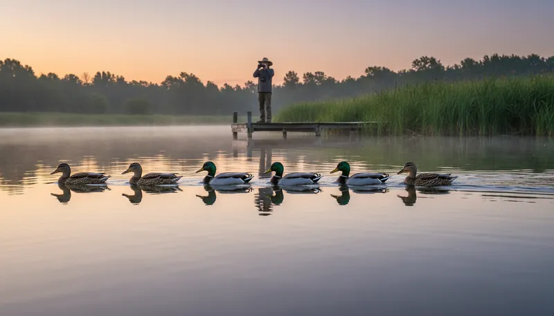 Illustration of waterfowl alignment: A term related to bird positioning or behavior.