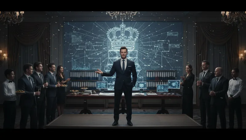 Illustration of kingpin: A person of great importance or influence.
